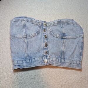 Zara Denim Strapless Top